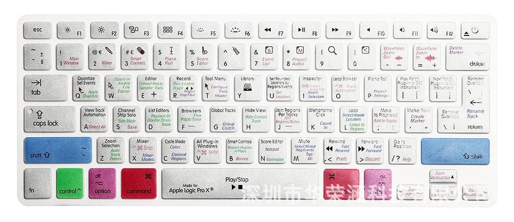 苹果键盘膜macbook13/15/17 美欧版通用 银色快捷功能键盘保护膜