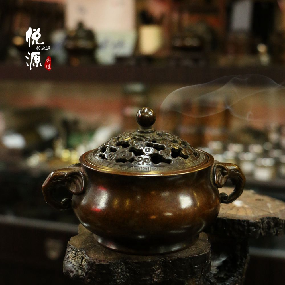 纯铜香炉 紫铜香薰炉 铜炉 提把小手炉 香道沉香炉 茶宠檀香炉