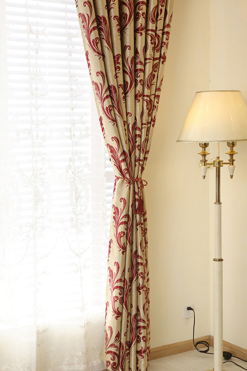 麂皮绒阳离子提花现代简约色织高档全遮光窗帘成品卧室客厅