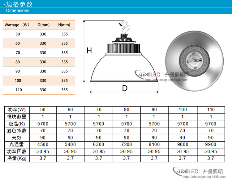 100w led工矿灯 工厂照明灯 led厂房灯 厂家批发.