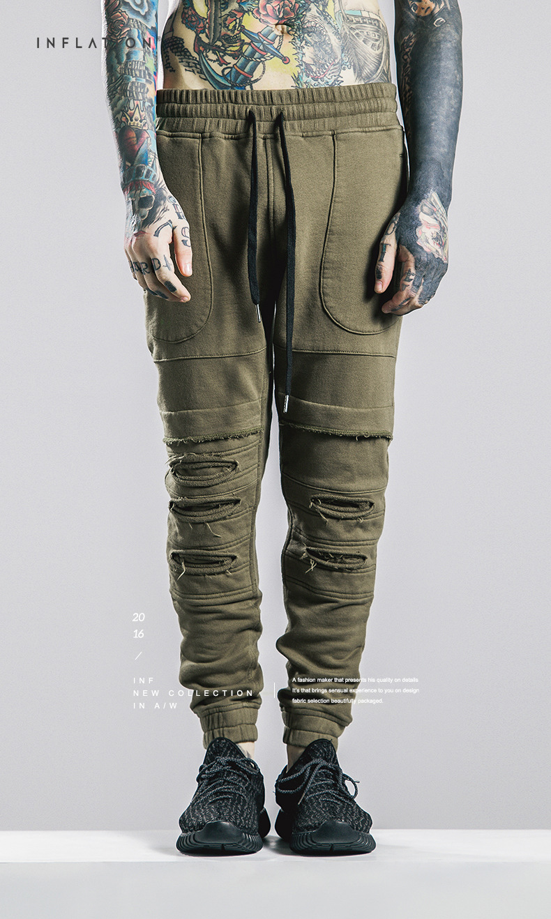 手工刀割军事缩口裤