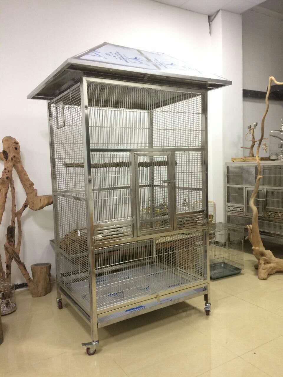 批发各种中大型不锈钢鸟笼/超大号金刚鹦鹉笼/鸟繁殖笼可定做尺寸