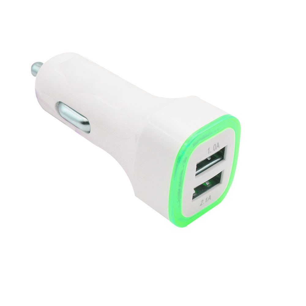 Led with Light Dual USB Square Rocket Car Charger 2.1A Luminous Multi-Functional Car Recharger Factory Wholesale