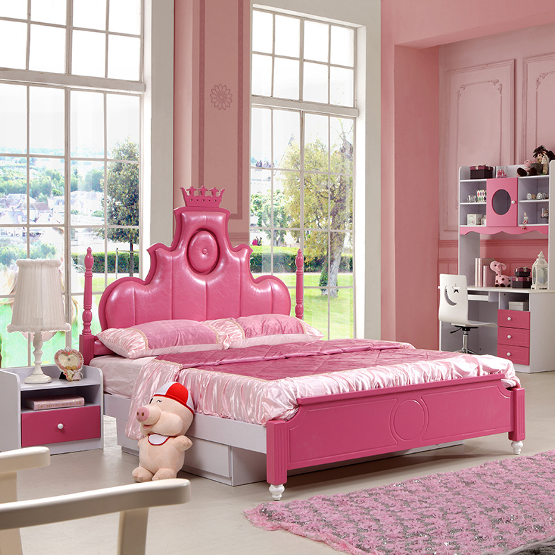 2米单人床女孩床公主床女生粉色床1.5皮床质