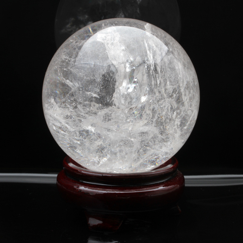 天然白水晶球摆件 风水球摆件 玄关进门客厅旺财白水晶球天然白色