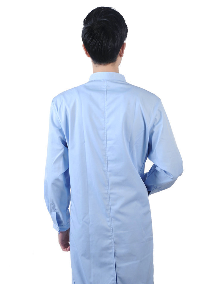 蓝色医师服长袖国标医生工作装冬装男女医用制服白大褂涤平实验室