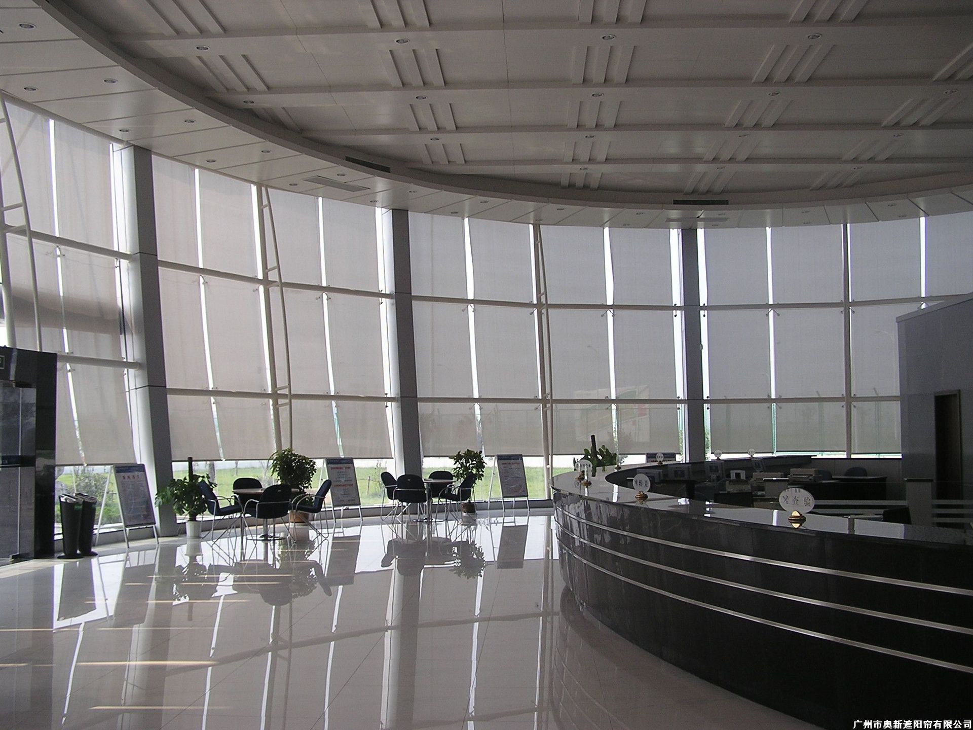 防水防尘油污隔热双面涂色全遮光升降高档办公室工程卷帘布料定制