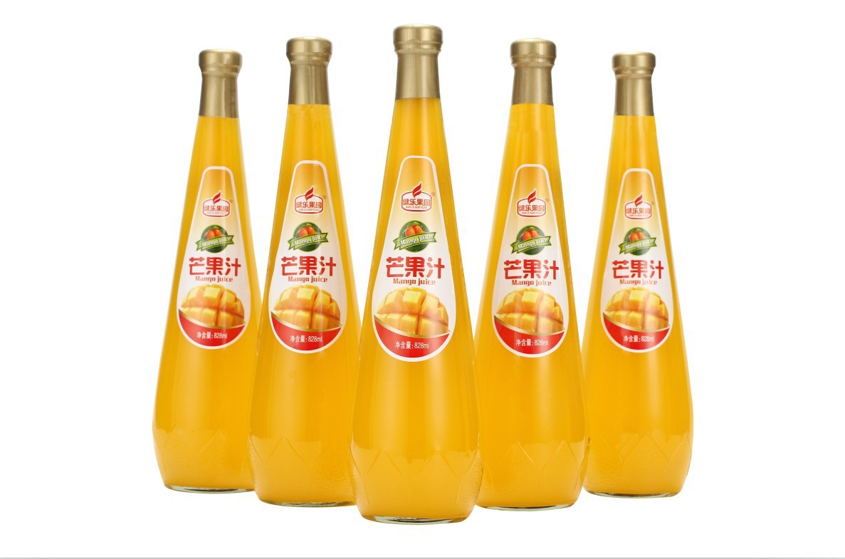 健乐果园芒果汁828ml玻璃瓶