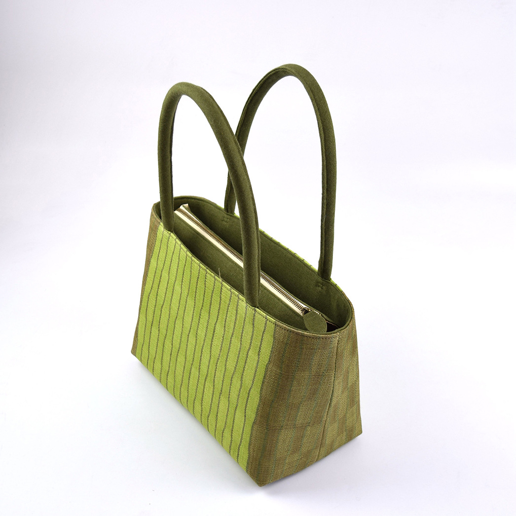 苎麻夏布原创手工条纹女包麻布包复古简约手提包布艺包包