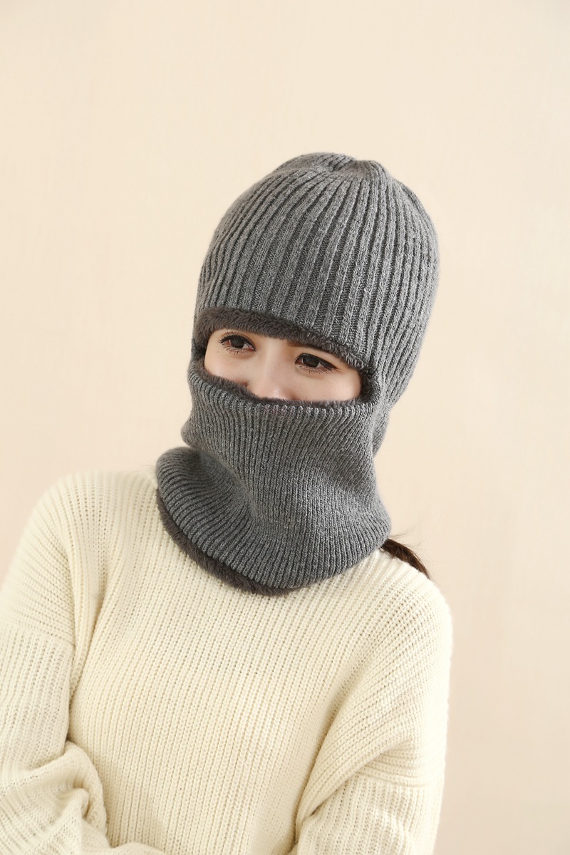 韩版潮男女情侣保暖头套露眼针织毛线帽套头帽子滑雪防寒护脖面罩