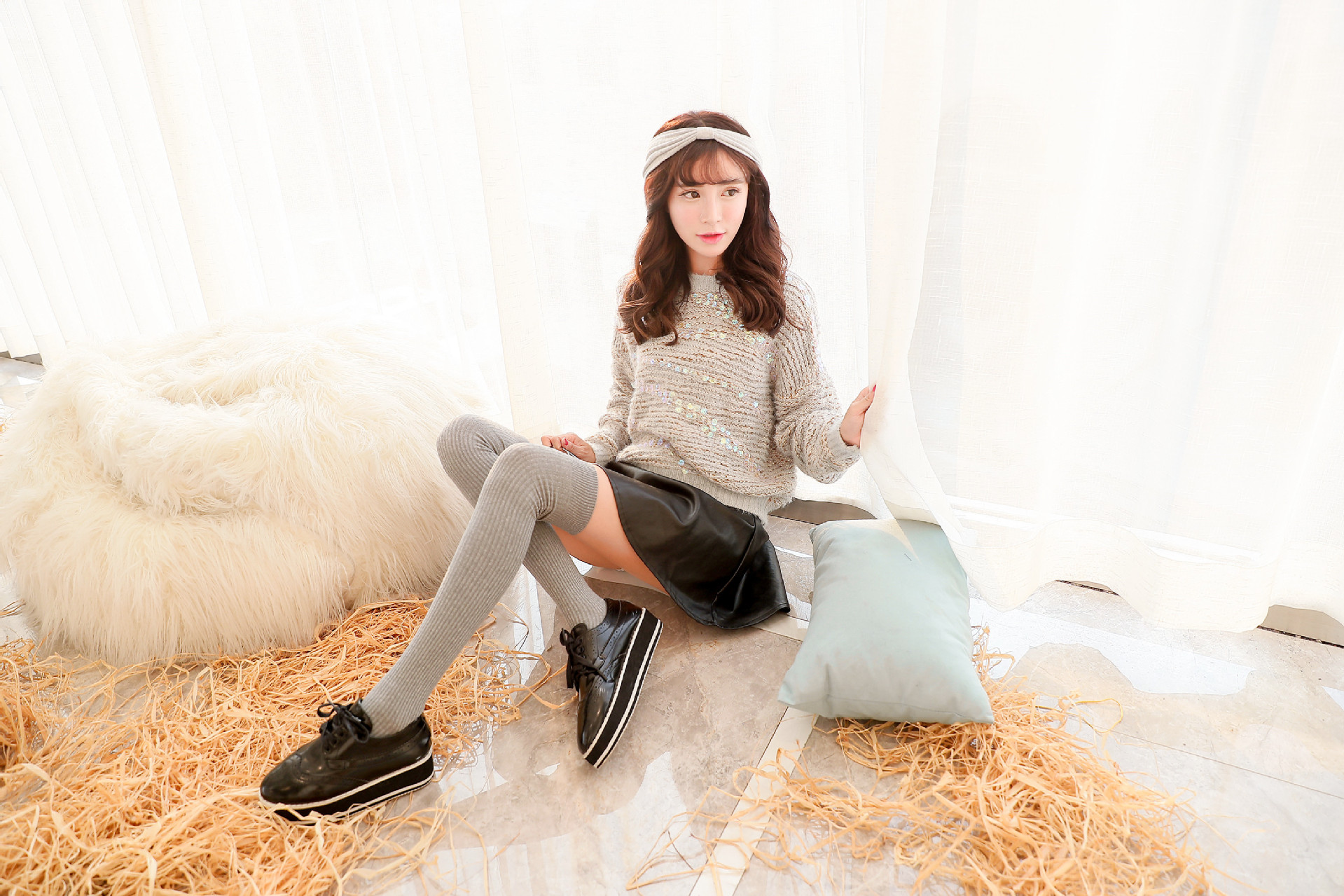 秋款 细竖条过膝袜 长筒袜套 8个色