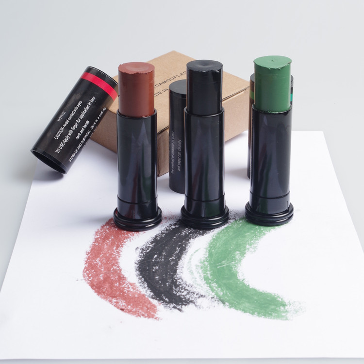 军迷户外面部仿生迷彩油cs三色伪装油彩球迷舞台脸部化妆迷彩.