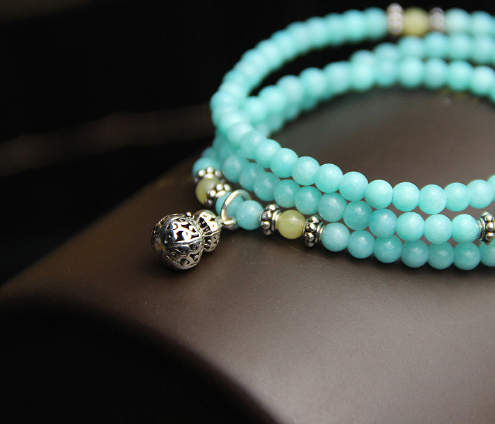 开光 天然水晶 天河石手链 手串幸运石 饰品女