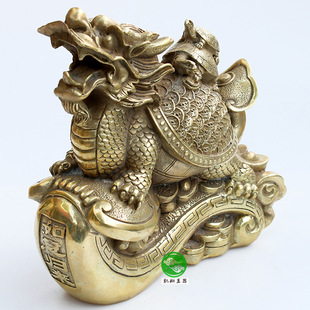 厂家直销 开光黄铜富贵如意龙龟家居摆饰 精工招财辟邪风水摆件