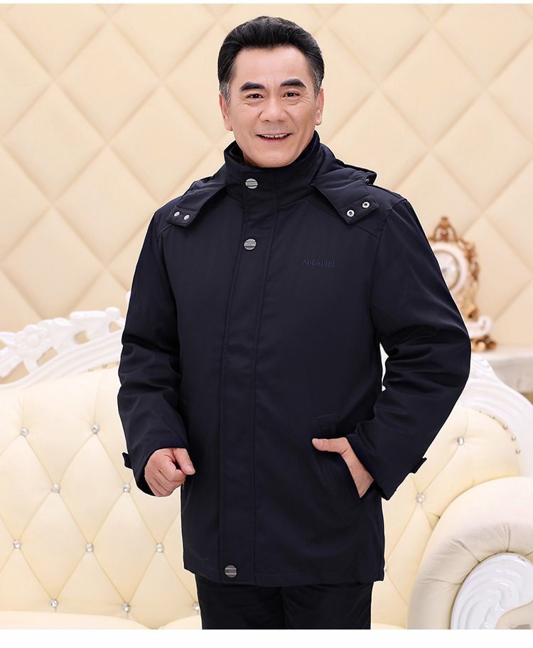 中老年爸爸装中长款羽绒服男装可脱卸内胆男士冬装外套