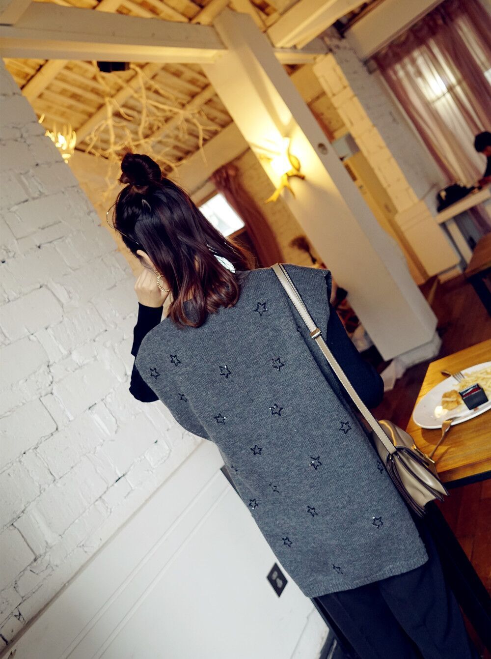 16年 秋装新款 五角星 羊毛针织马甲外套针织背心