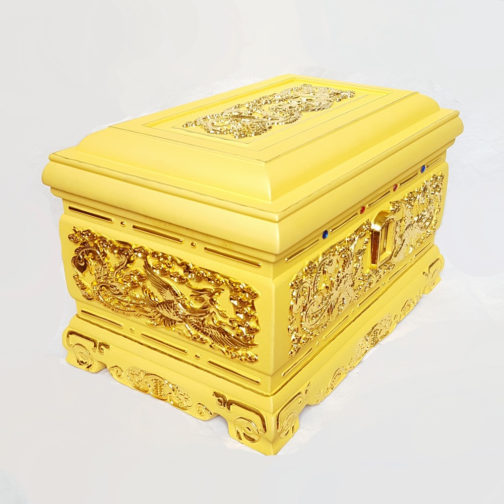 土豪专用镀金骨灰盒寿盒男用款殡葬用品骨灰罐骨灰坛棺材冥币纸钱
