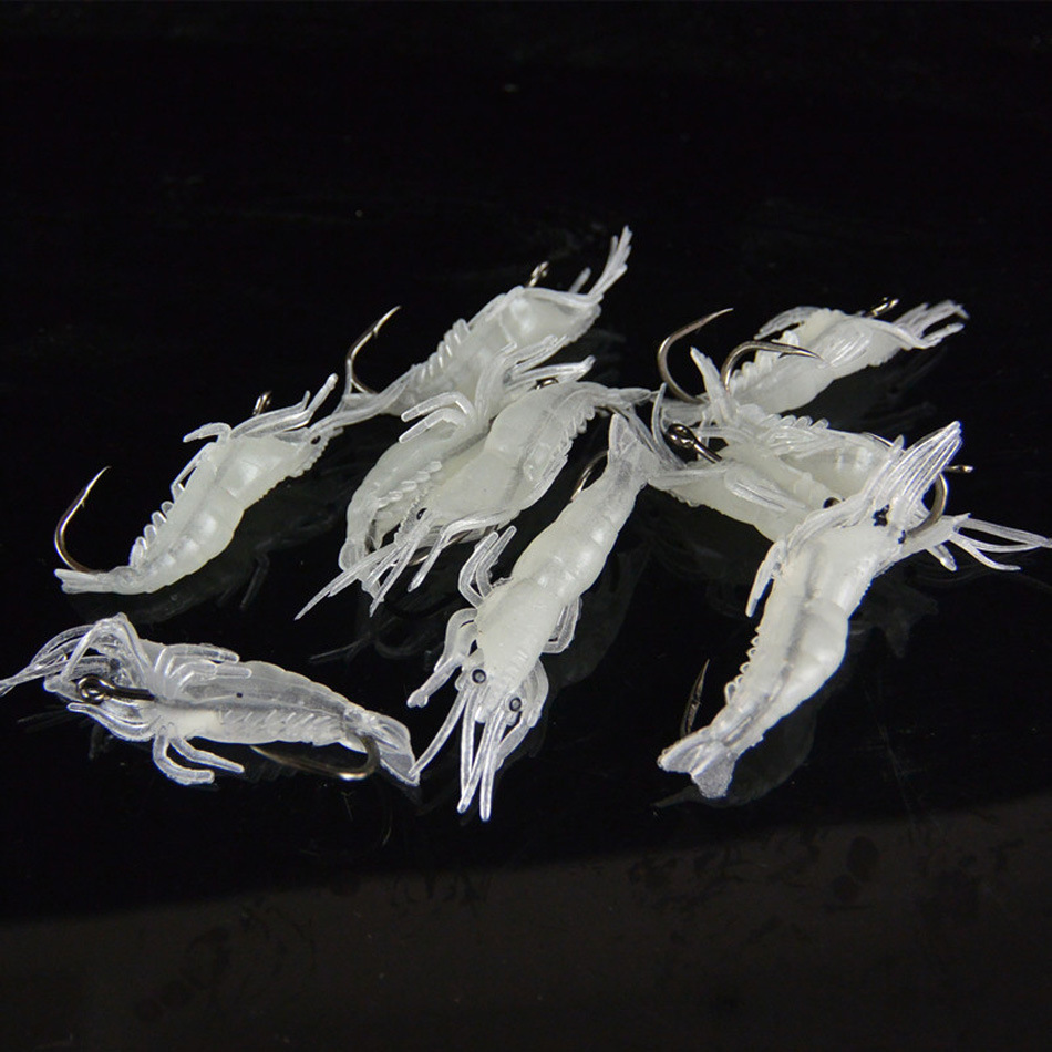 特价透明路亚虾 4cm夜光虾 仿生虾 假虾带钩虾 路亚饵 假饵鱼饵