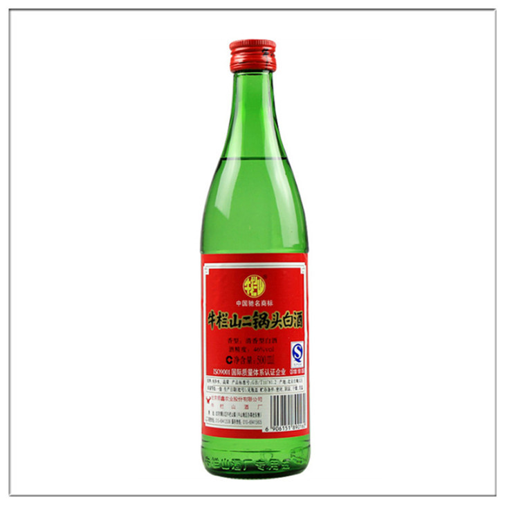 牛栏山二锅头白酒新标绿瓶清香型46度500ml绿牛