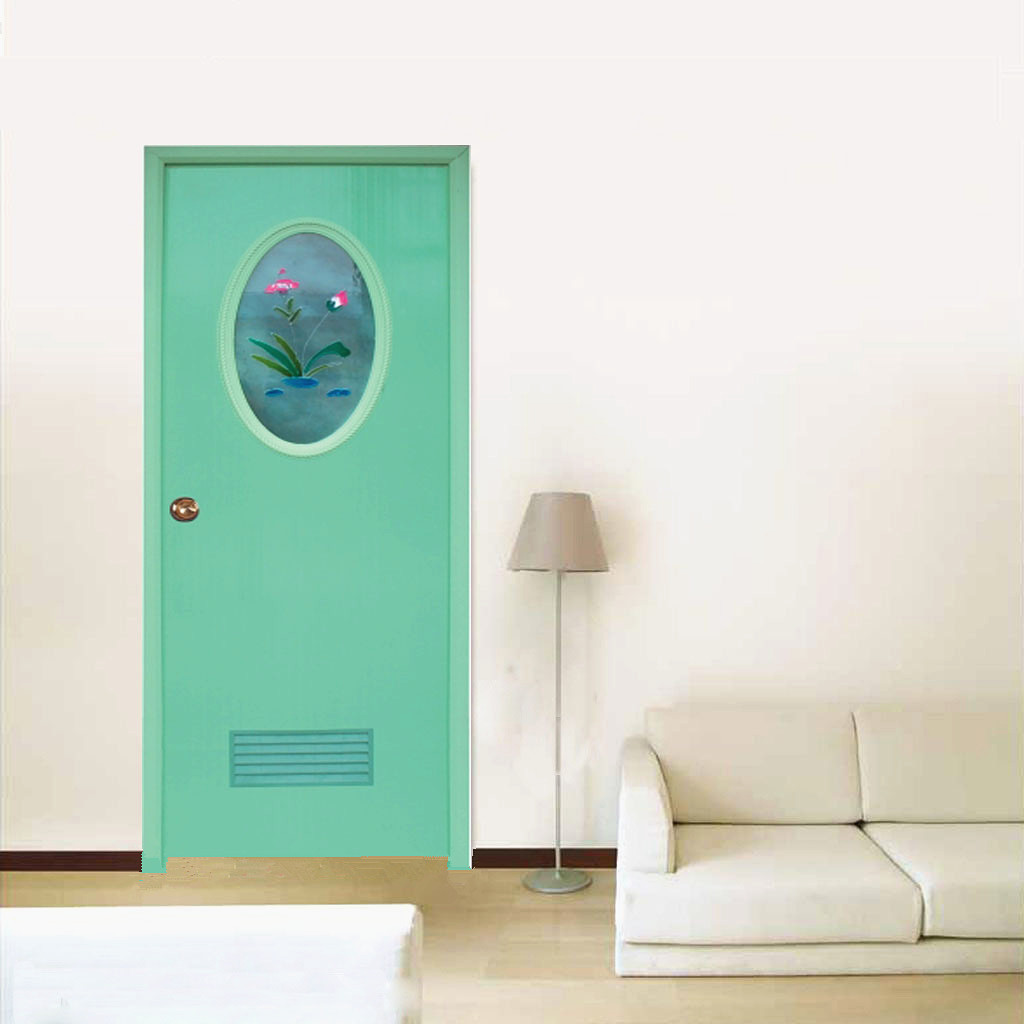 廉价优质 pvc卫生间门 塑料套门 厕所门 椭圆玻璃塑料门