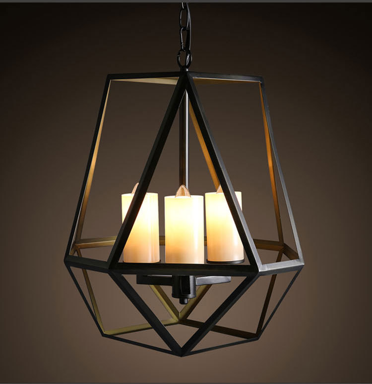 美式复古创意餐厅酒吧咖啡厅烛台吊灯地中海风铁艺玻璃蜡烛台灯具