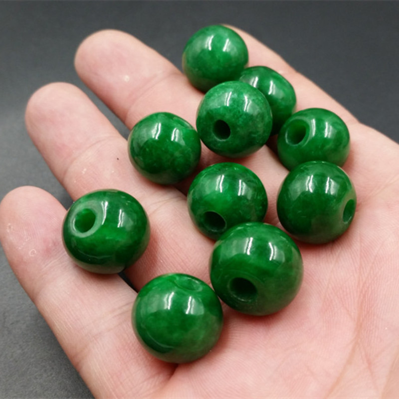 玉石散珠翡翠玉算盘珠干青阳绿珠挂件玉珠 批发