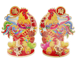 现货供应2017鸡年立体生肖门贴 厂家批发春节年货用品生肖贴画