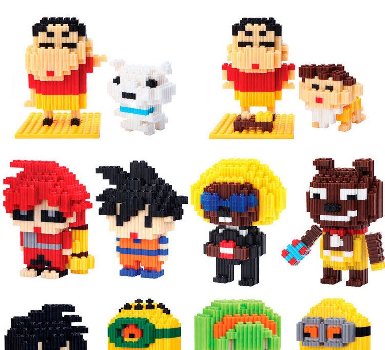 益智百变拼装微钻石小颗粒积木塑料diy玩具科教拼插桶套装1000颗