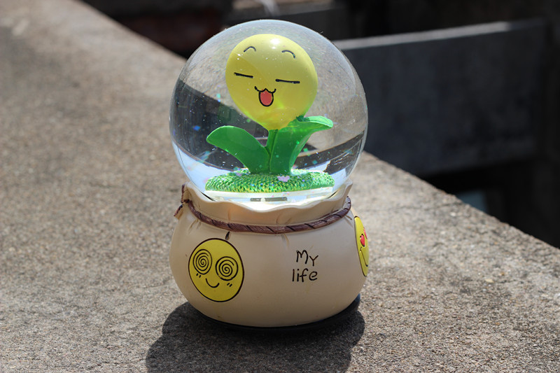 大号旋转水晶球向日葵太阳花音乐盒八音盒创