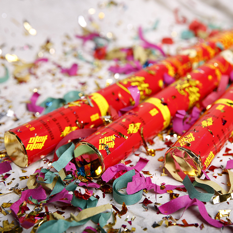 80cm礼花筒结婚庆用品创意礼花彩带 庆典派对礼花彩炮手持