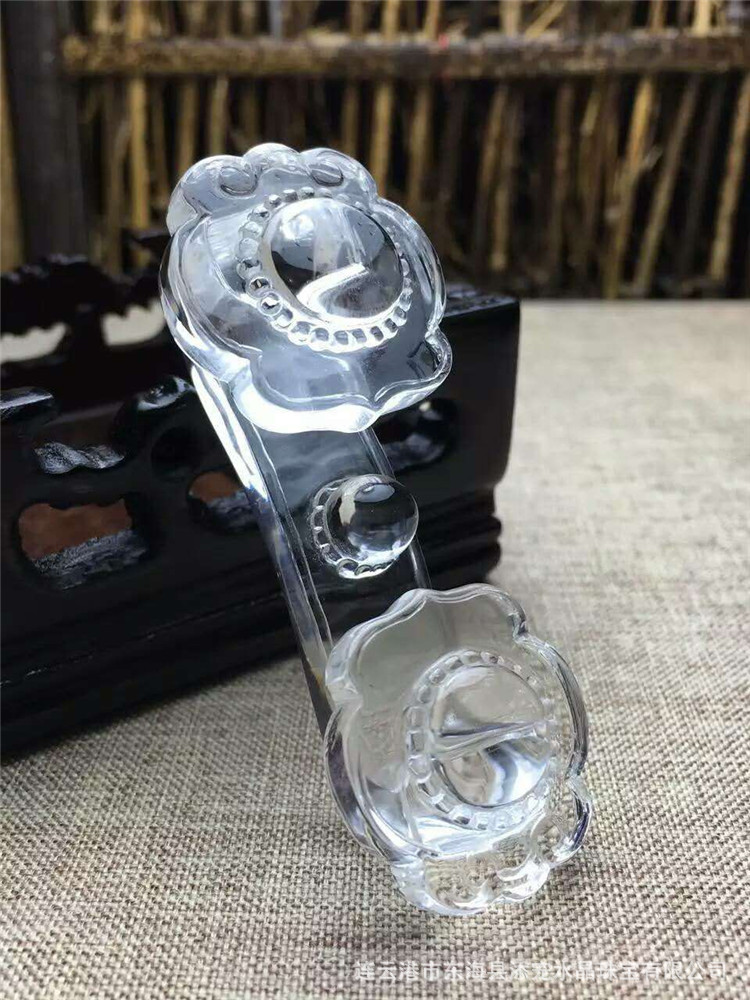 厂家直销天然白水晶手工雕刻如意手把件 万事如意 73x26.