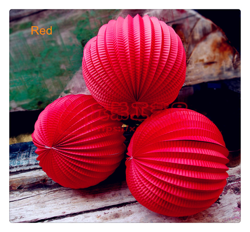 筒形风琴灯笼纯色圆形西瓜纸灯笼外贸鬼节万圣节折叠南瓜灯笼