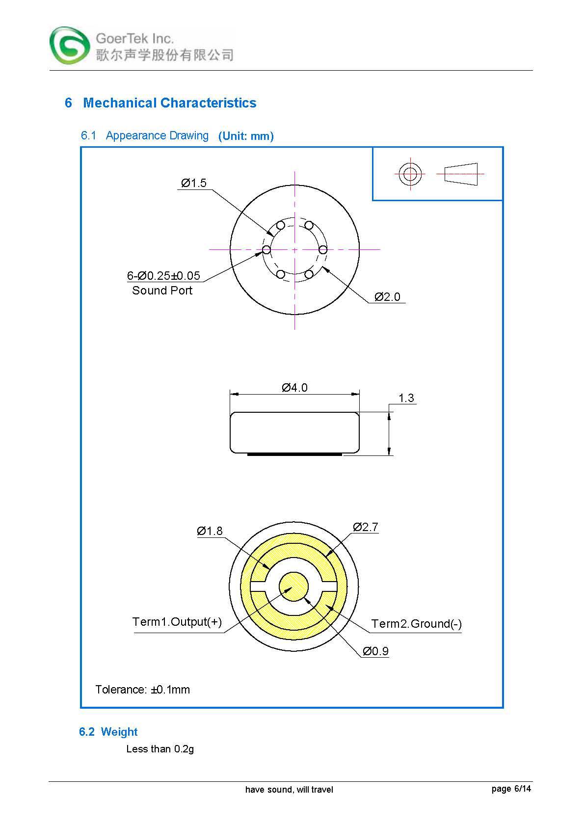灵敏度稳定,高品质咪头 麦克风 驻极体传声器 规格尺寸:4013 指向性