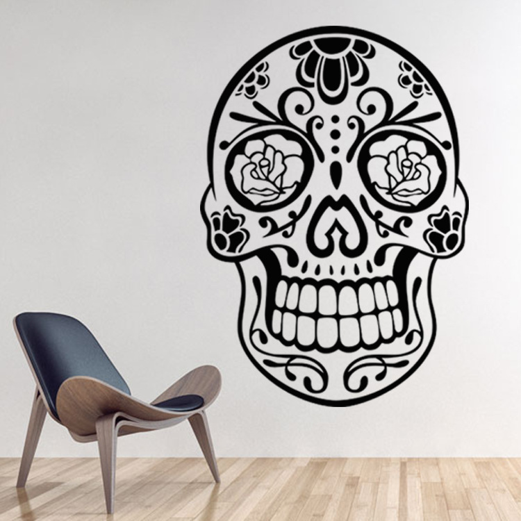 aw9554骷髅个性创意墙贴客厅pvc可移除防水装饰纸壁画工厂直销