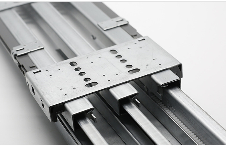 三节重型隐藏式高深柜阻尼滑轨 推拉式窄柜多层收纳柜缓冲导轨