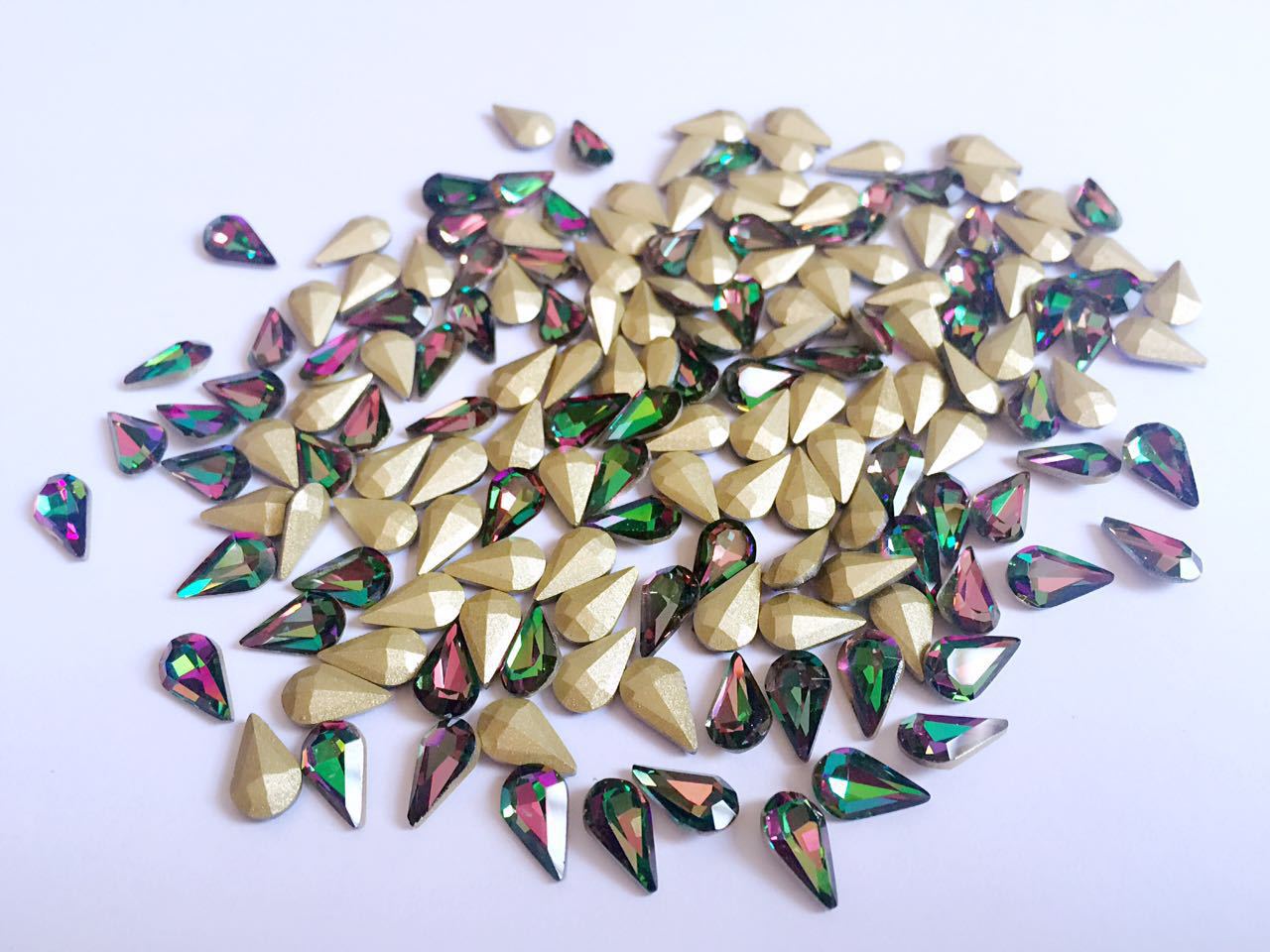 美甲饰品 k9激光五彩火焰钻 异形钻 彩白钻 美甲钻饰 微锆 锆石