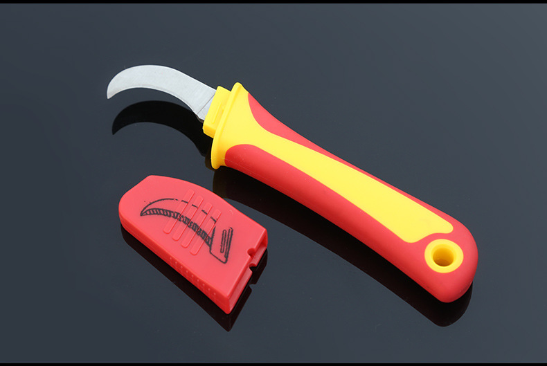 电缆剥线刀 临沂塑料柄电缆剥皮工具 多功能弯刃绝缘剥线电工刀