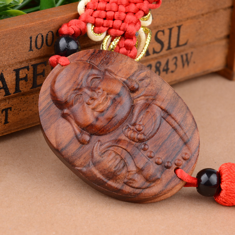 Zhonggong Craft Factory Happy Buddha Smiling Face Rosewood Jujube Tree Car Accessories Ornaments