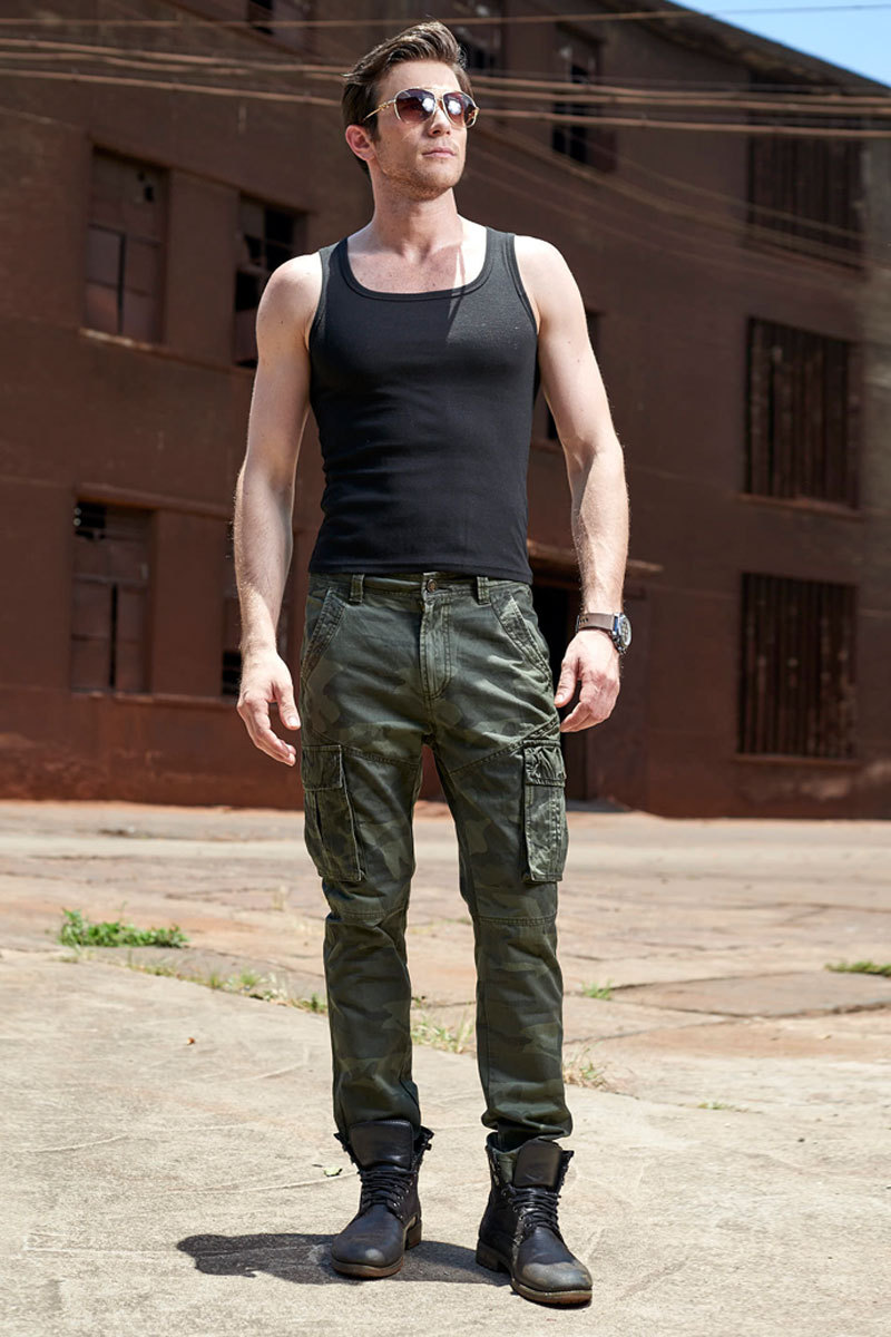 空军一号男式休闲纯棉工装多口袋长裤男士飞行员运动迷彩花丛林裤