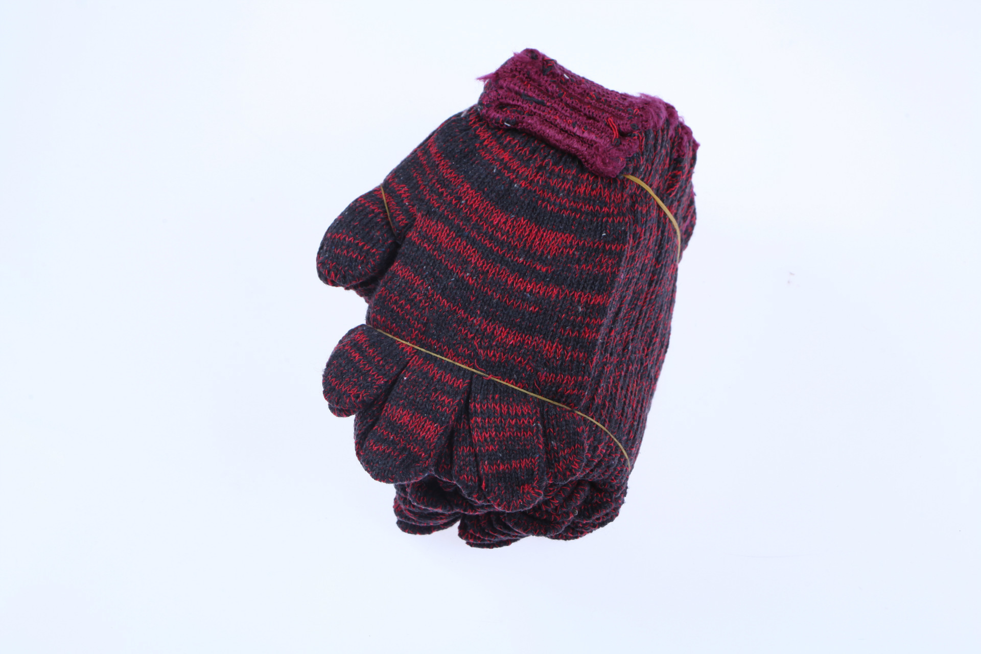 700g加耐磨红尼龙 花线花纱劳保手套批发 红黑尼龙花线纱线手套