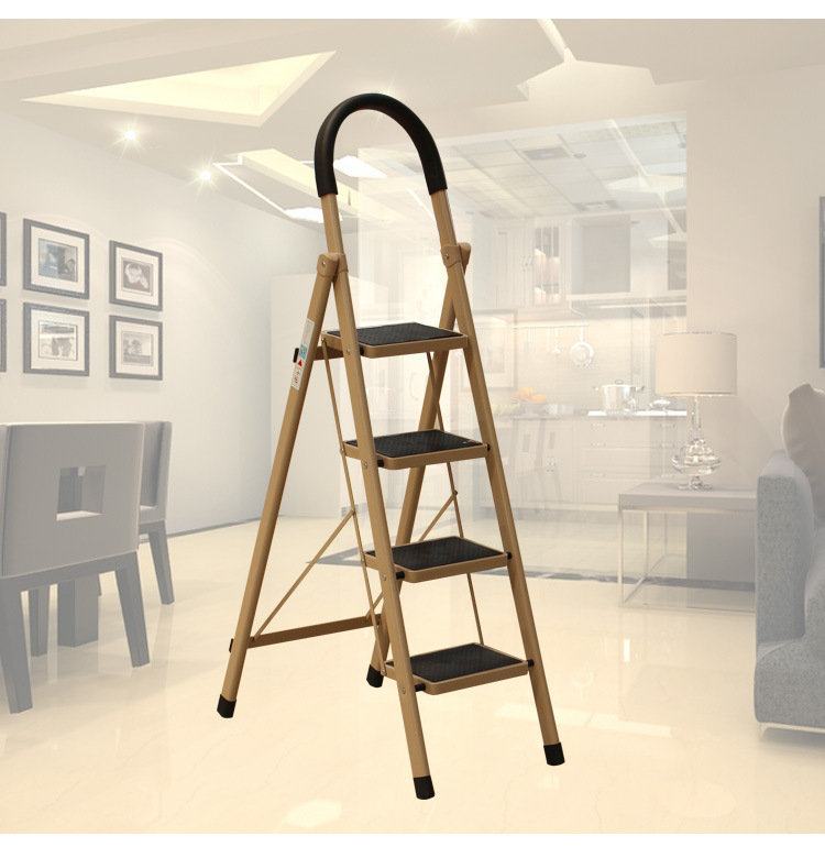 登高梯 多功能钢管折叠梯子 u型宽踏步家用梯 加厚踏板人字梯定做