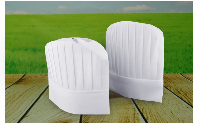 一次性厨师帽子无纺布厨师帽纸帽高帽厨房帽加厚工作帽 地摊货源