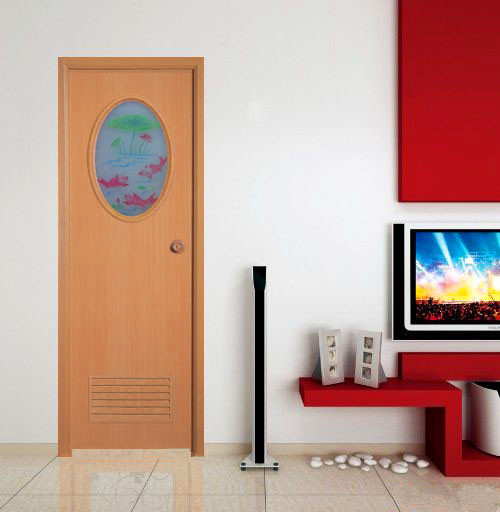 廉价优质 pvc卫生间门 塑料套门 厕所门 椭圆玻璃塑料门