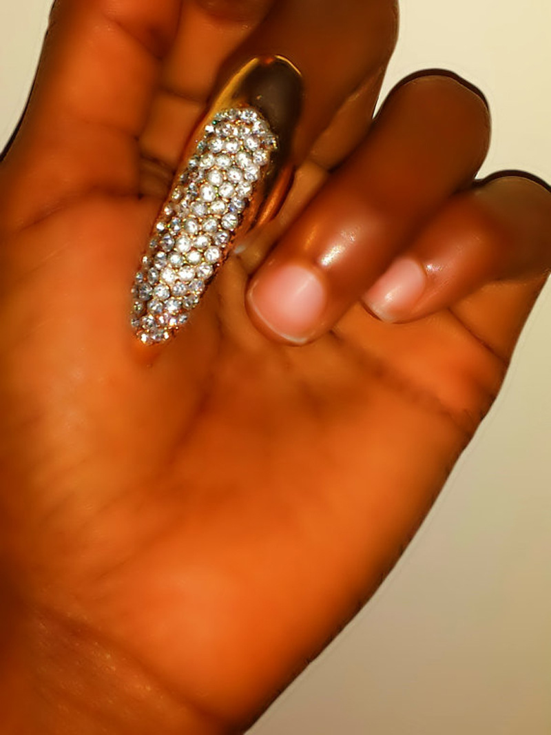 厂家直销欧美时尚饰品 复古奢华镶钻妖姬 鹰爪指甲戒指 定制logo