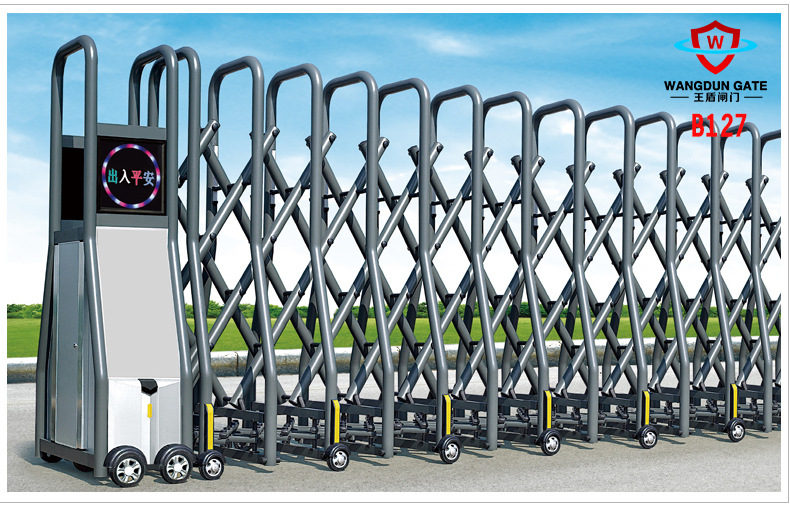 厂家直销铝合金电动自动伸缩门 学校小区推拉门折叠门伸缩门定制