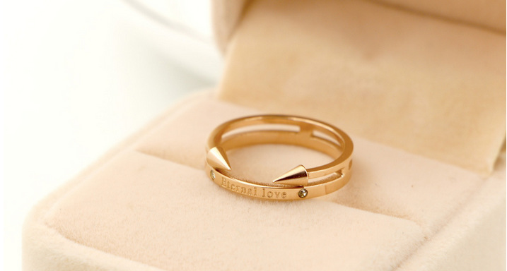 双箭头eternallove英文戒指韩版时尚火箭头钛钢