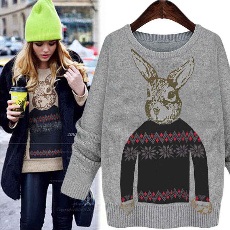 兔子毛衣套头外套图片