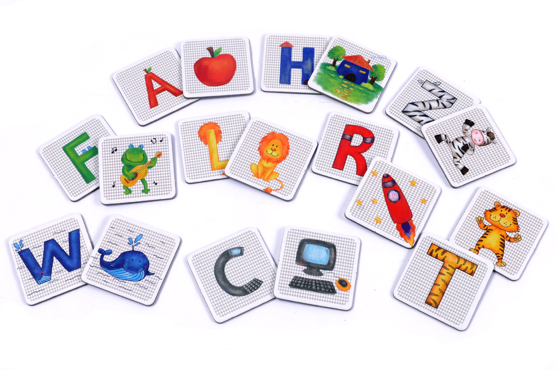 mideer弥早教记忆配对字母闪卡 儿童益智认知右脑训练彩绘插图.