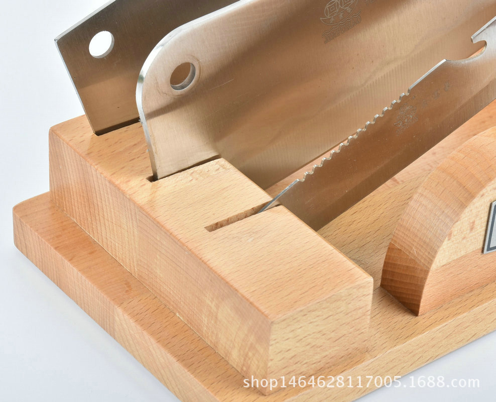 榉木实木刀架卧式 防滑刀架防霉抗菌厨房插刀座 抽屉式刀架定制
