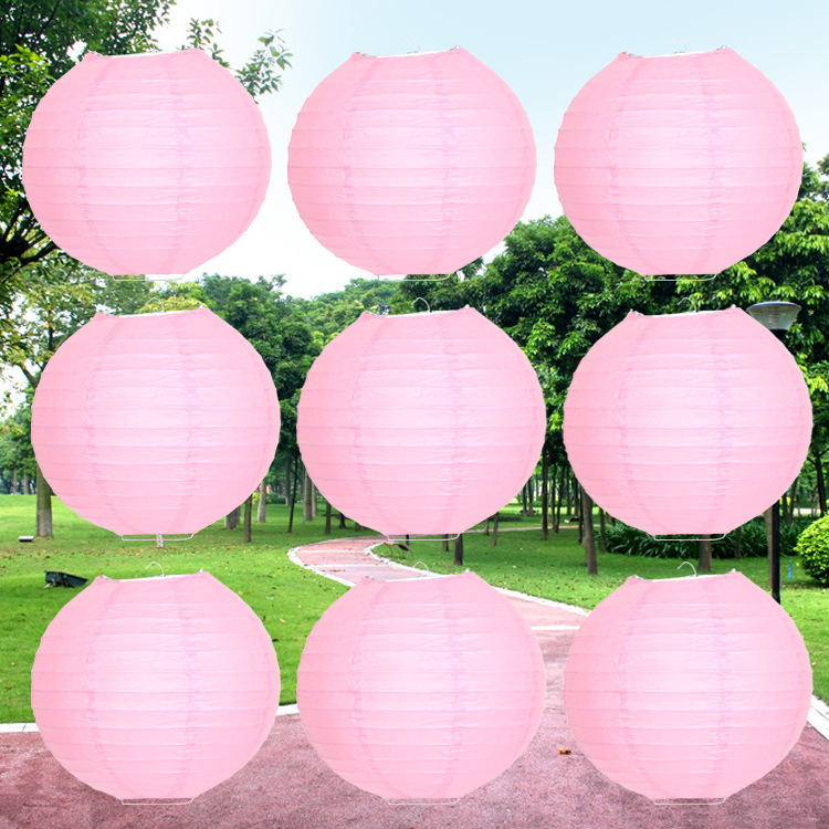 大量现货 量大价优 古典中式婚礼装饰粉色纸灯笼 diy圆形婚庆灯笼